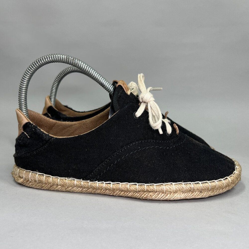 OluKai Women's Size 7 Kaula Pa‘a Lī Black Linen Canvas Espadrille Sneakers‎